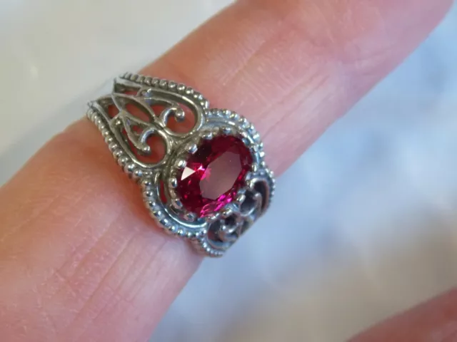 Red Lab Ruby Size 6 Ring 925 Sterling Silver Vintage Royal Style USA Made