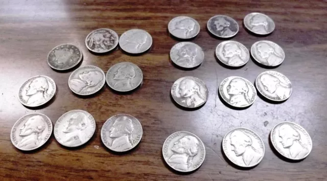 Collection of 46 V, Buffalo 8 Dated & 1938-55 Jefferson Nickels 6 War G-Fine est