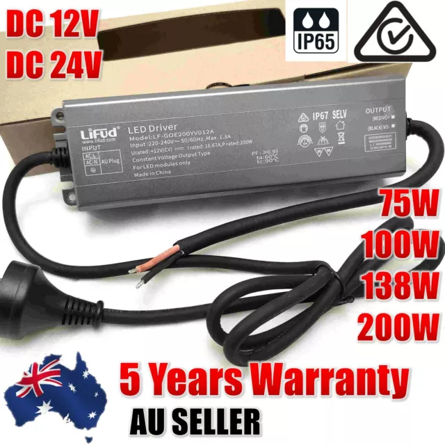 IP67 Waterproof Transformer Power Supply Adapter AC to DC 12V/24V LED Driver SAA