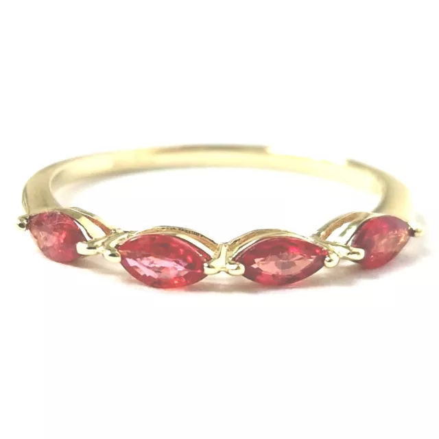 9ct Yellow Gold Red Zirconia Stones Ring Ladies Size O Band Fancy 1.1g