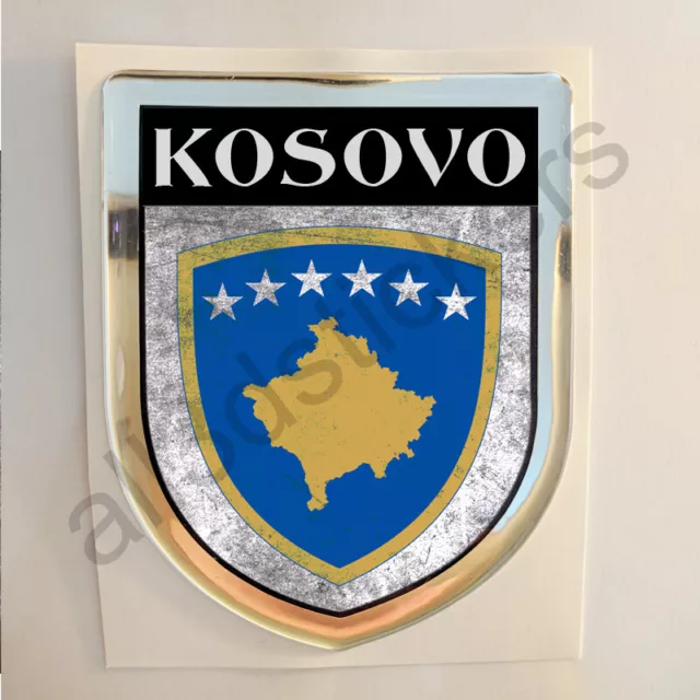 Kosovo Adesivi Scudetto 3D Emblema Stemma Sporco Resinato Adesivo Resinati