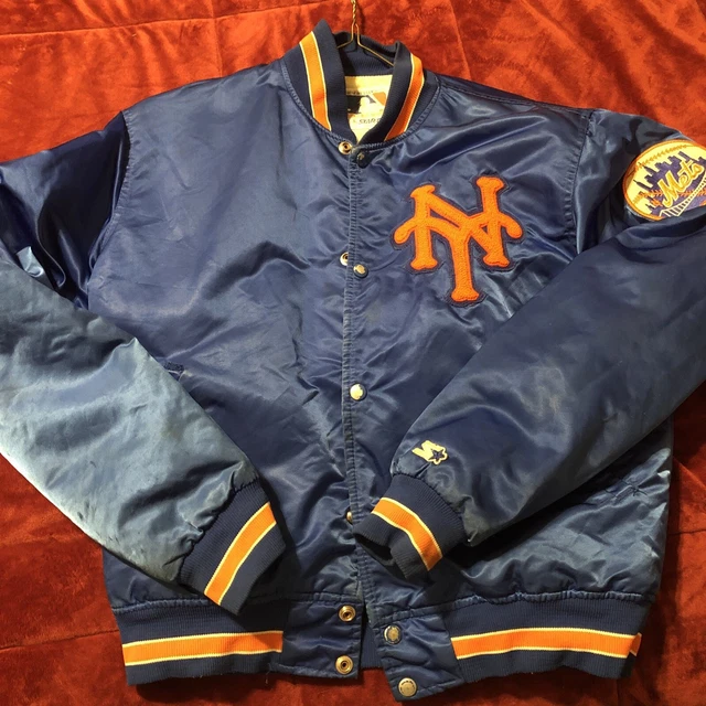 NEW YORK METS Vtg 80s Satin STARTER Jacket MLB Blue NY Made in USA Mens MED