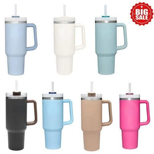 40 OZ Mug Adventure Quencher Travel Tumbler Vintage Cup Handle Lid With Straw