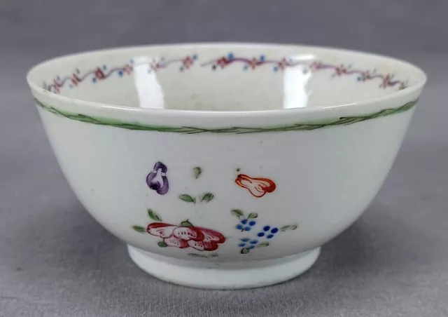 18th Century Chinese Export Hand Painted Floral Green & Purple Tea Bowl