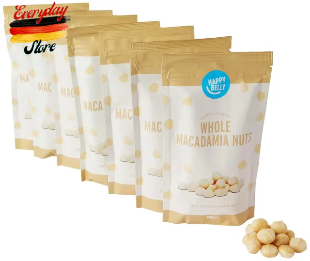 Marca de Amazon: nueces de macadamia Happy Belly, sin sal, 100G (paquete de 7)
