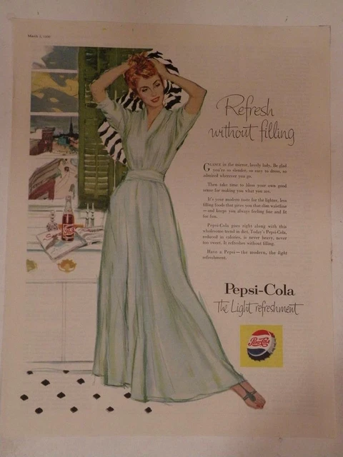 Magazine Ad* - 1956 - Pepsi - green robe