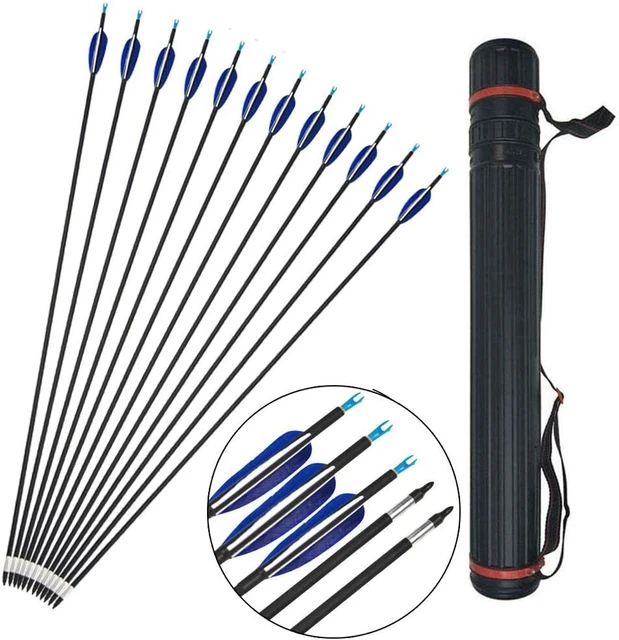 31" Carbon Arrows SP700 Turkey Feather Screw Arrowheads Archery Hunting Shooting