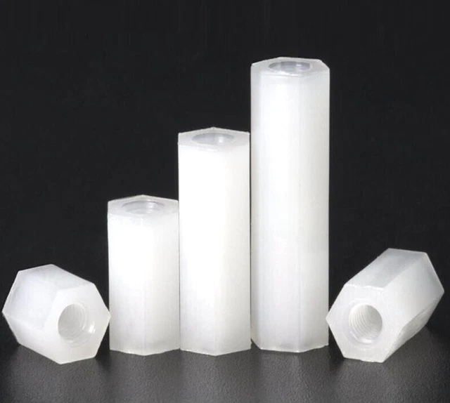 M2,2.5,3,4 White Plastic Nylon Female-Female Spacers Hex Column Standoff Pillar