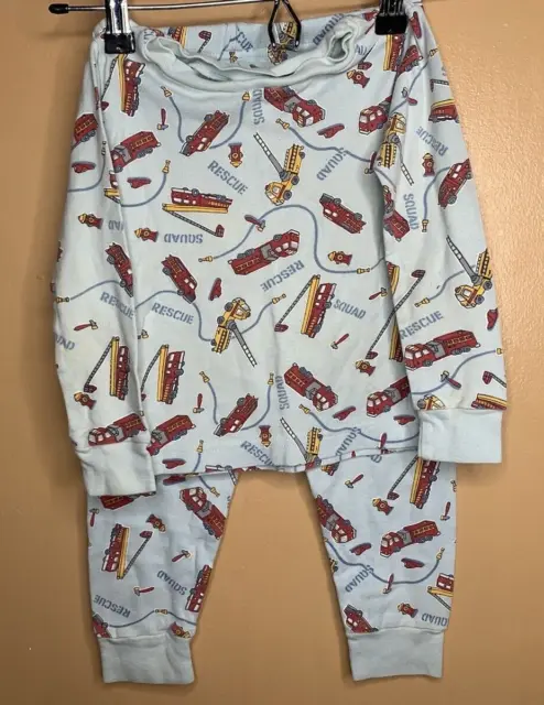 Steve Kids Boys Size 4T Pajamas 2pc Set Long Pant Sleeve Blue Red Fire Truck