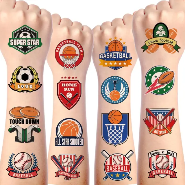 280 Pcs Sports Temporary Tattoos Football Basketball Baseball Soccer Themed Stic