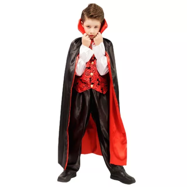 Deluxe Vampire Boys Halloween Fancy Dress Kids Dracula Childs Costume Outfit