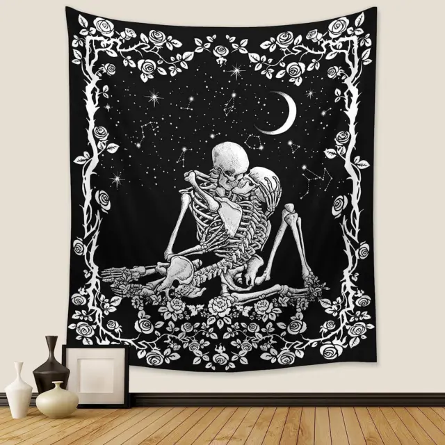 The Lovers Skull Tapestry Romantic Constellation Skeleton Wall Hanging decor