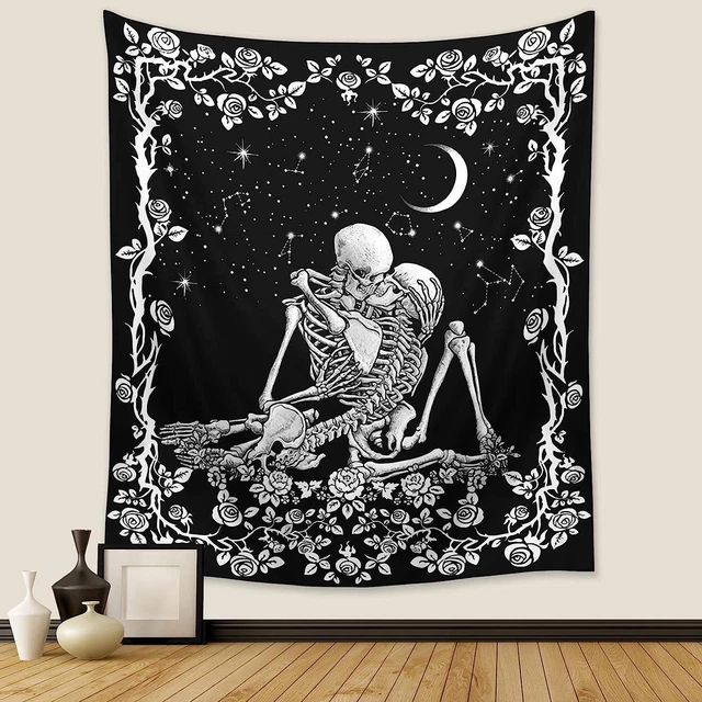 The Lovers Skull Tapestry Romantic Constellation Skeleton Wall Hanging decor