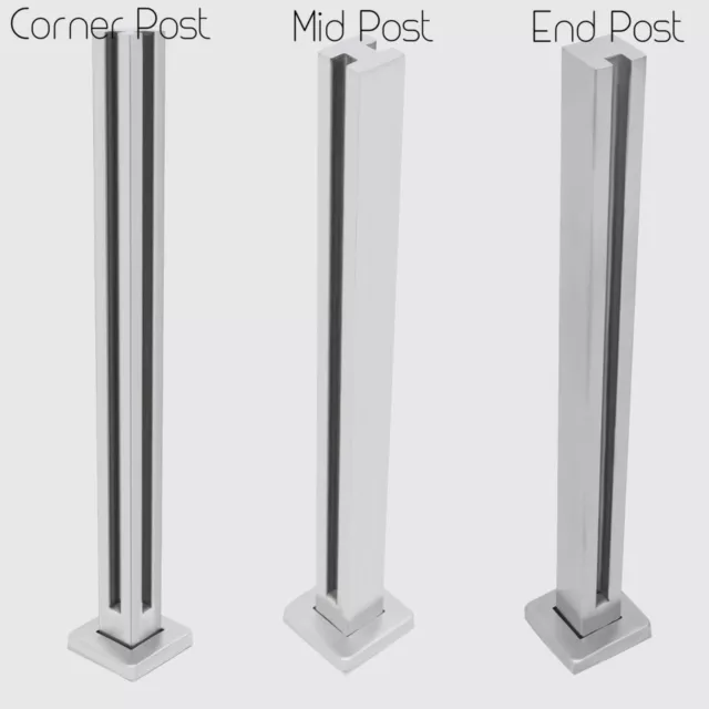 304 Stainless Steel Glass Corner Railing Post, Balustrade Post 35.8” Height