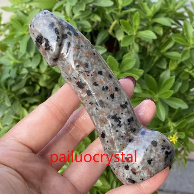 1X Natural Yooperite Flame's Stone Male Penis Quartz Crystal Skull Massager 4.4"