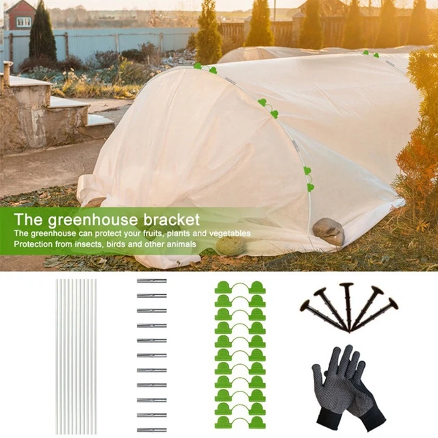 CONVENIENT GARDEN SUPPORT Hoops with Clips and Connectors for Raised