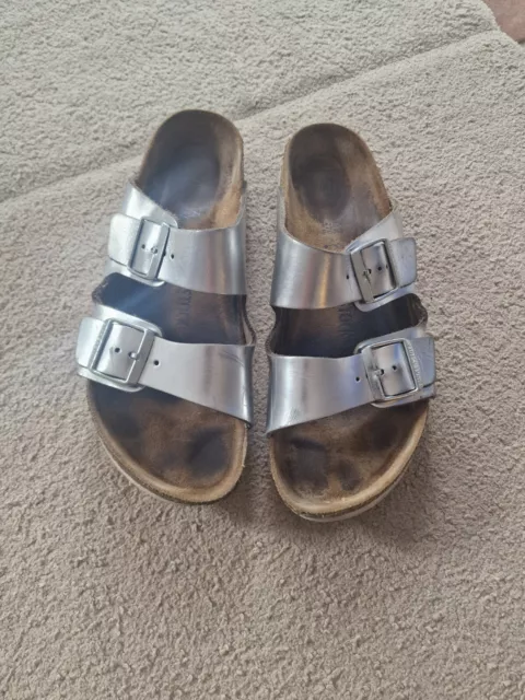 Birkenstock Damen 42 schmal Silber Arizona