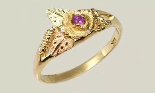 Gold Ring Black Hills S. Dakota Red Green 12kt Leaf Amethyst Ancient Roman Spain