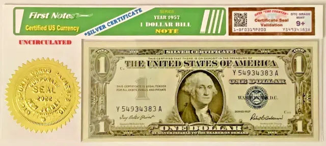 1 Dollar Bill 1957 Series Silver Certificate OTC Certified & Graded Uncirculated