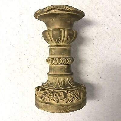 Bronze Colored Ornate Ceramic Large Heavy Embellished Candlestick 9in Tall
