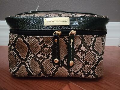 Samantha Brown Cosmetic/Travel Tote (Snakeskin Texture Brown Ivory Taupe)