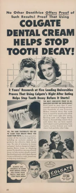 1950 Colgate Ribbon Dental Cream Dentrifice X-Ray Tooth Vintage Print Ad L7