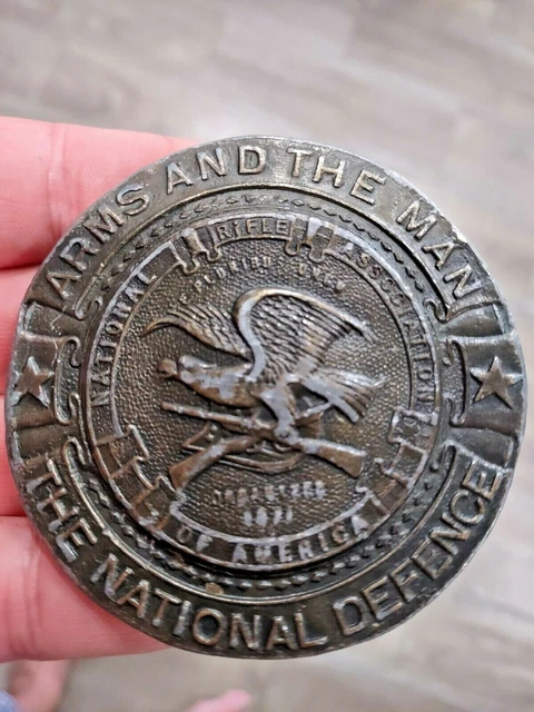 Arms and the man NRA National Rifle Association Gaylord brass Belt Buckle & belt