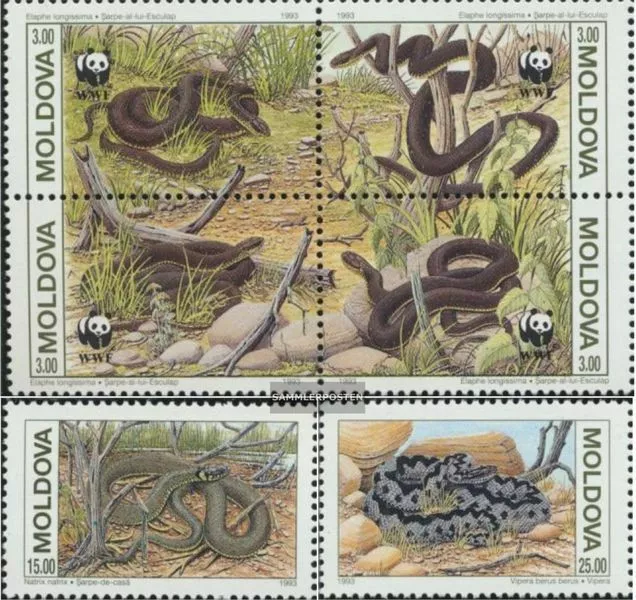 Moldawien 50-53 Viererblock,54-55 (kompl.Ausg.) postfrisch 1993 Schlangen