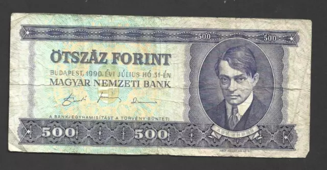 500 Forint  Vg  Banknote From Hungary 1990   Pick-175