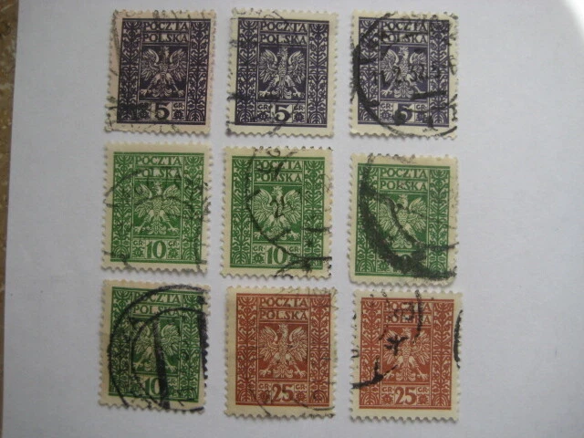 Polen Polska 1929  Mi.Nr. 261+262+263 Satz   gestempelt  5+10+25 Gr.  Falzrest