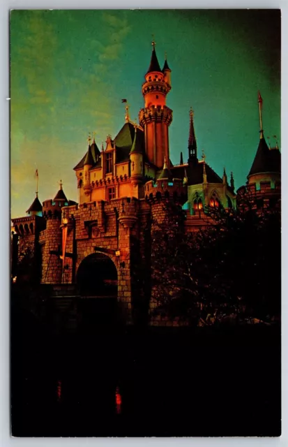 Disneyland Magic Kingdom Sleeping Beauty Castle Night Anaheim CA Postcard J9