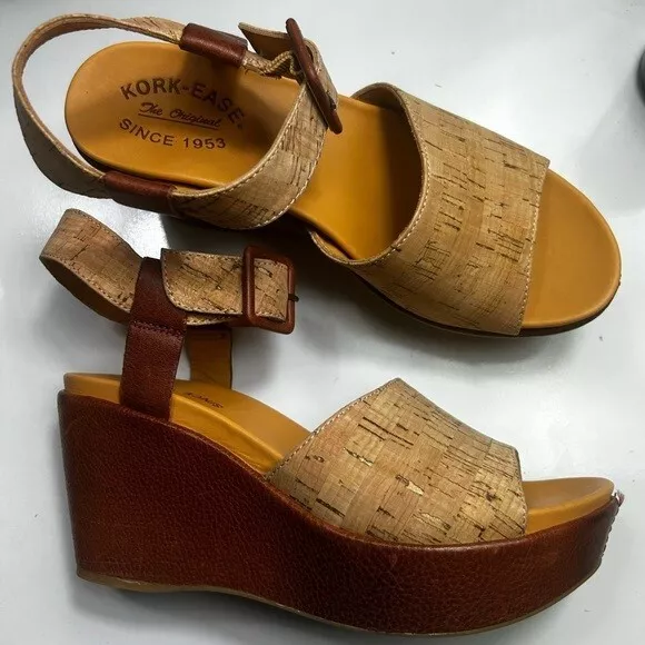 Kork Ease Keirn Ankle Strap Platform Wedge Sandal Natural Cork sz 7