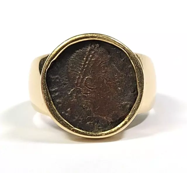 18k Yellow Gold Ring with Ancient Roman Coin Size 7.5