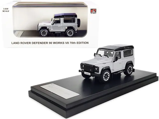 Land Rover Defender 90 Works V8 Silver Metallic with Black Top "70th Edition" 1/