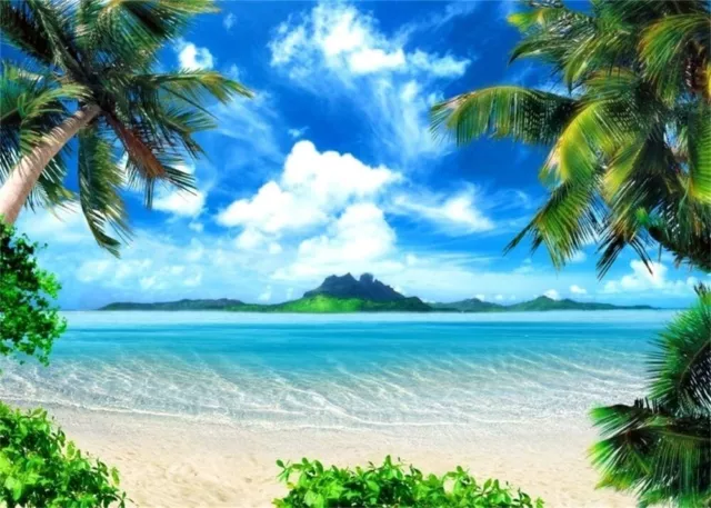 7x5ft Tropical Beach Photography Background Hawaiian Luau Backdrop Seaside Pa...