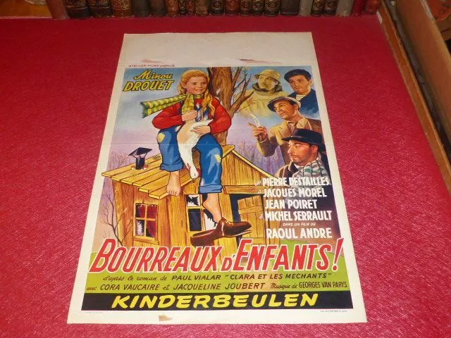 CINEMA AFFICHE ORIGINALE BELGE - BOURREAUX D'ENFANTS MINOU DROUET 1958 Rare