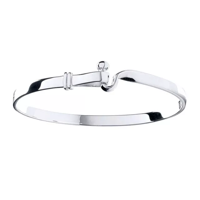 Brazalete Ovalado con Gancho de Plata. Pulsera de Plata de Ley 925. Regalo...