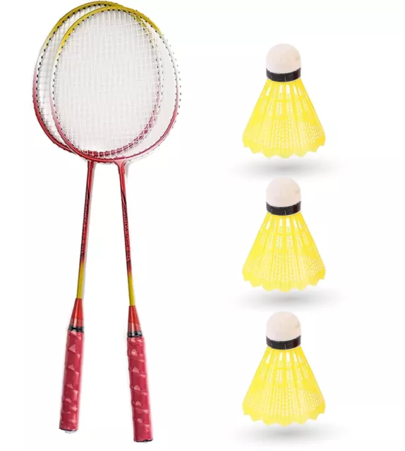 Sportyfits® Badminton Erwachsene Federball Schläger Set inkl. 3X Federbälle