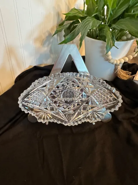 Vintage American ABP Brilliant Cut Glass Saw Tooth Relish/Nut/Candy Dish