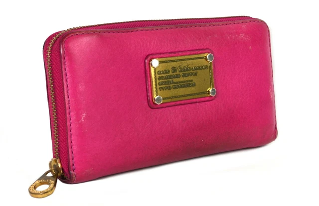 MARC By MARC JACOBS Cow Leather Pink Zip Around Long Wallet Purse Card/Coin Case MARC By MARC JACOBS Cow Leather Pink Zip Around Long Wallet Purse Card/Coin Case