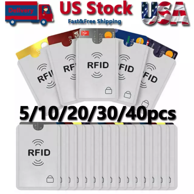 40PCS Anti RFID Blocking Card Sleeve-Secure Credit/Debit Card Holder ID Wallet
