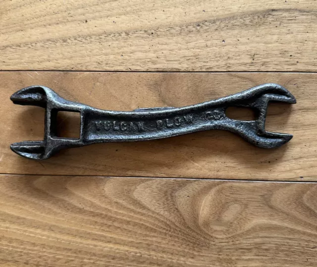 Antique Vulcan Plow Co Wrench Evansville Indiana Rare HTF