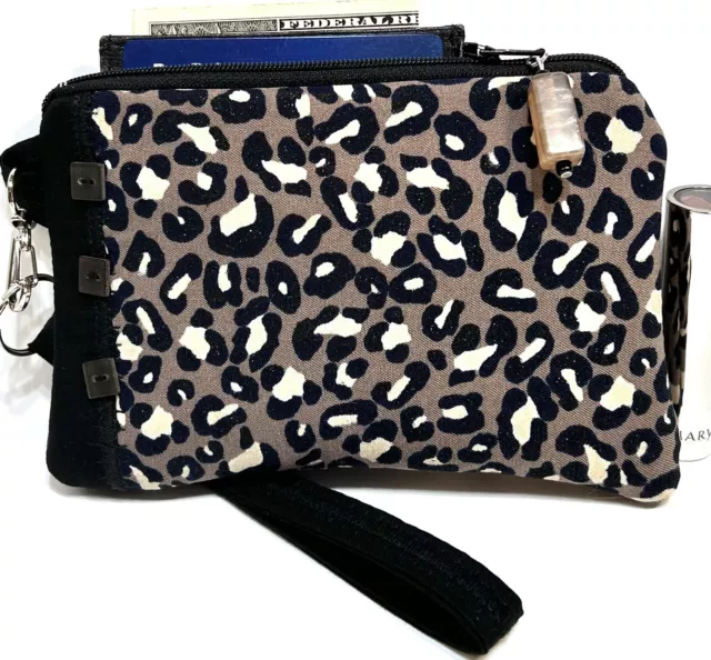 Leopard-Cheetah-Print-Handmade-Money-Coin-ID-Credit Card-Wristlet-Purse-Pouch