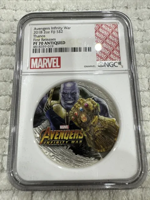 2018 Fiji 2oz Silver Coin Marvel Infinity War Thanos NGC PF70 First Releases