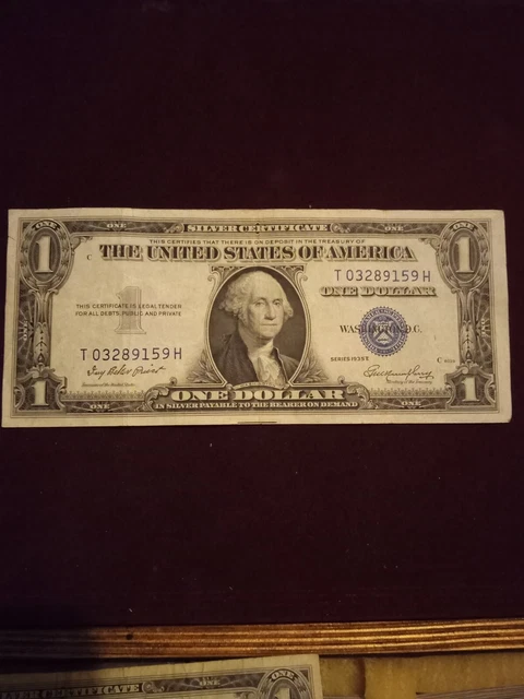 silver certificate dollar 1935 E Serial Number T03289159H