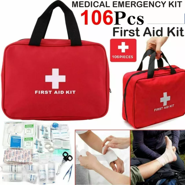 First Aid Kit 106Pcs Medical Emergency Travel Camping Home Car Work 1St Aid Bag