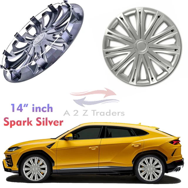 14" Wheel Trims Covers Silver Hub Caps 14 inch Spark Silver Set Of 4 Wheel Cups