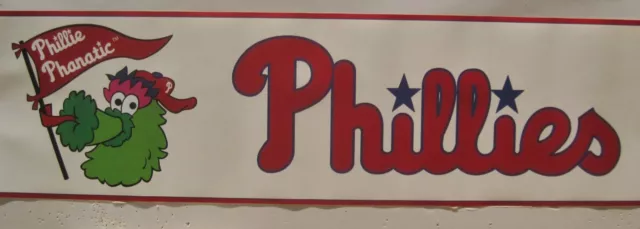 PHILADELPHIA PHILLIES PHILLIE PHANATIC BASEBALL LOGOS wallpaper border 6"