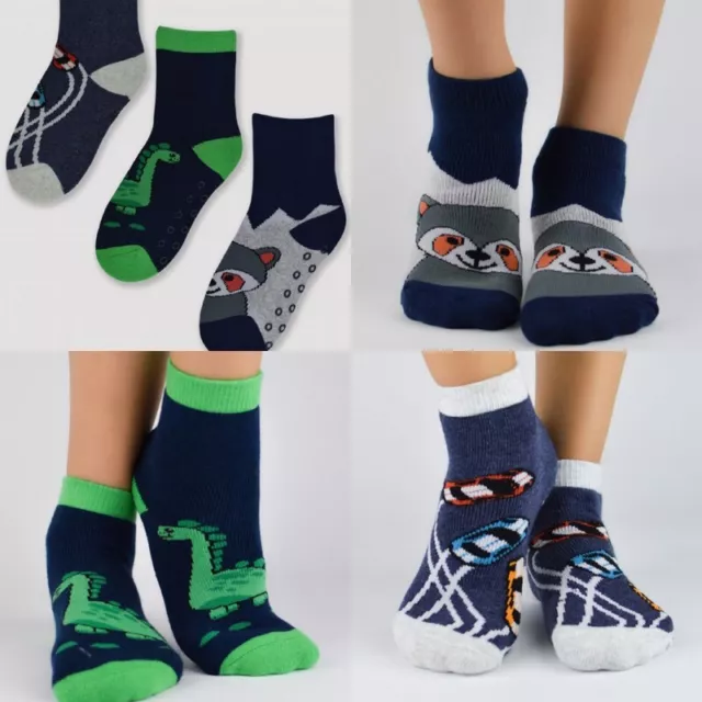 3 Paar Kinder Thermo Antirutschsocken Frottee Socken ABS Mädchen Jungen 23- 34 2