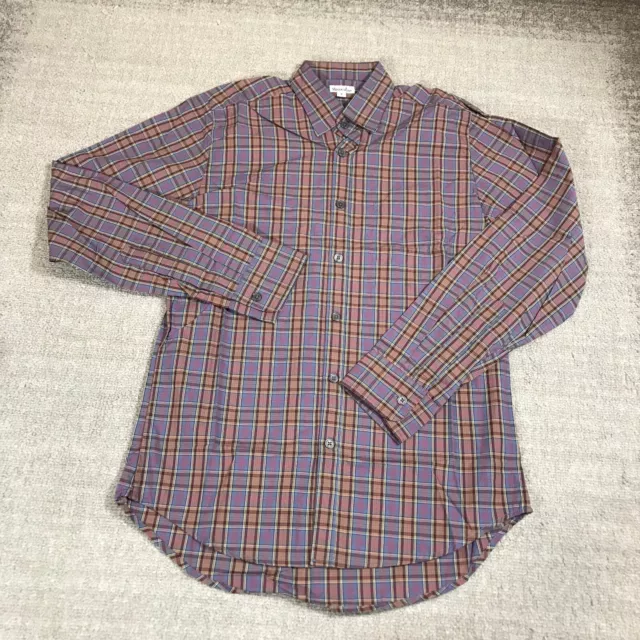 Steven Alan Shirt Mens Small Button Up Red Blue Plaid Preppy Made in USA